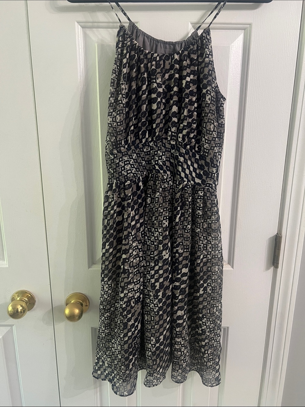 Banana Republic Black and White Printed Midi Dress
